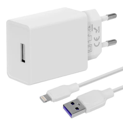 OBAL:ME fali töltő USB-A 10W + USB-A/Lightning Kábel 1m Fehér - 1