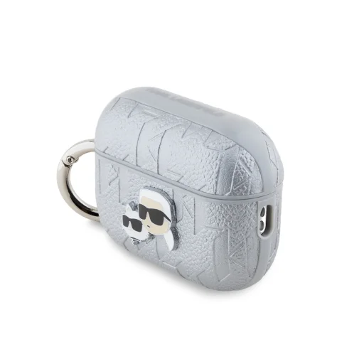 Karl Lagerfeld PU Dombornyomott Karl és Choupette Fejek Tok AirPods Pro 2-höz Ezüst - 2