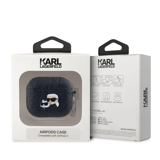 Karl Lagerfeld PU Embossed Karl and Choupette Heads tok AirPods 3-hoz, Fekete - 3
