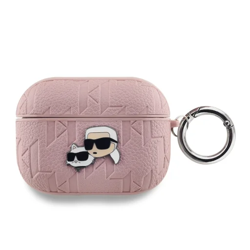 Karl Lagerfeld PU Dombornyomott Karl és Choupette Fejek Tok AirPods Pro-hoz Rózsaszín - 1