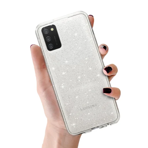 Crystal Glitter Samsung Galaxy A02S tok Ezüst - 1
