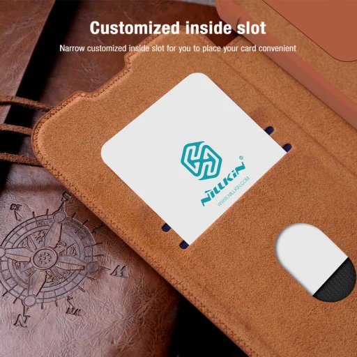 Nillkin Qin Pro for Samsung Galaxy A24 4G barna tok - 10