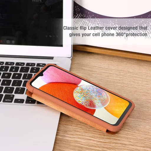 Nillkin Qin Pro for Samsung Galaxy A24 4G barna tok - 12