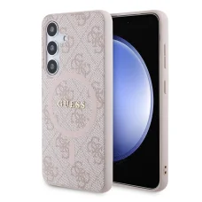 Guess PU Bőr 4G Színes Gyűrű MagSafe Tok Samsung Galaxy S24 Pink