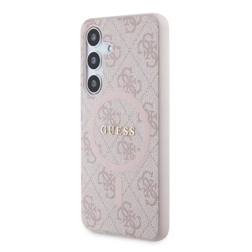 Guess PU Bőr 4G Színes Gyűrű MagSafe Tok Samsung Galaxy S24 Pink - 2