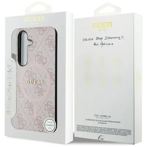 Guess PU Bőr 4G Színes Gyűrű MagSafe Tok Samsung Galaxy S24 Pink - 8