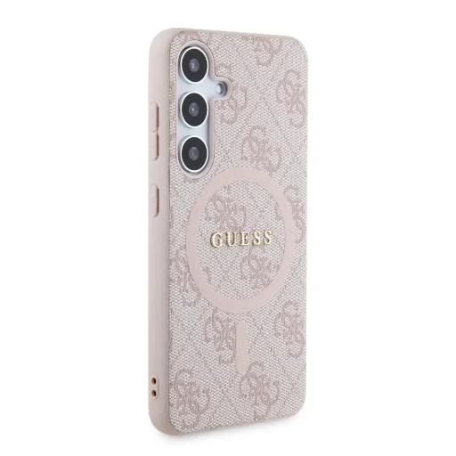 Guess PU Bőr 4G Színes Gyűrű MagSafe Tok Samsung Galaxy S24 Pink - 4