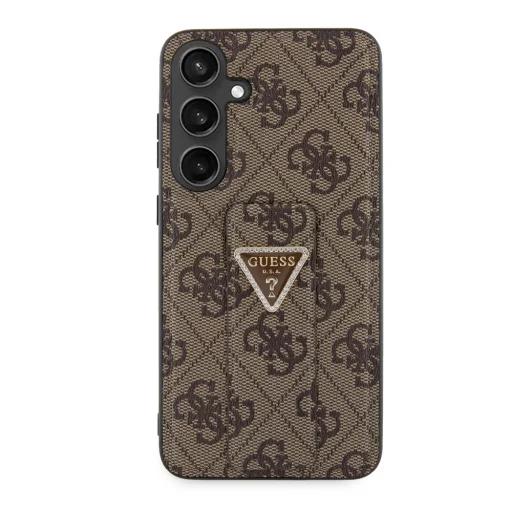 Guess PU Grip Stand 4G Strass Triangle Metal Logo tok Samsung Galaxy S24 Plus barna - 3