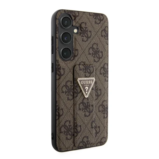 Guess PU Grip Stand 4G Strass Triangle Metal Logo tok Samsung Galaxy S24 Plus barna - 4
