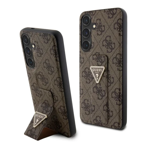 Guess PU Grip Stand 4G Strass Triangle Metal Logo tok Samsung Galaxy S24 Plus barna - 1