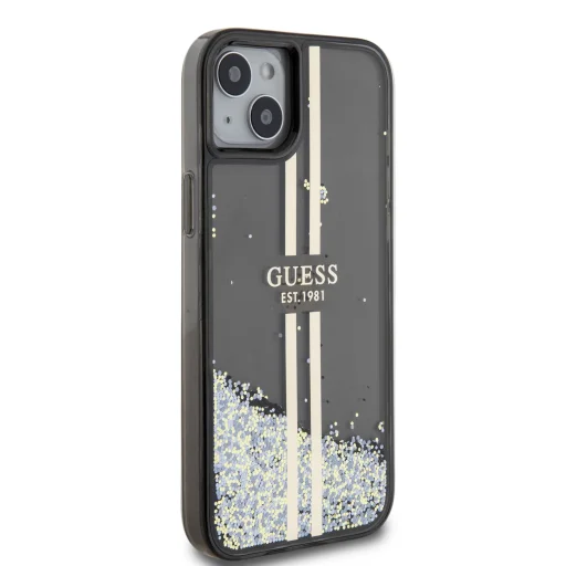 Guess PC/TPU Liquid Glitter Gold Stripe tok iPhone 15 Plus Black - 4
