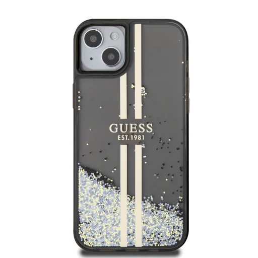 Guess PC/TPU Liquid Glitter Gold Stripe tok iPhone 15 Plus Black - 3