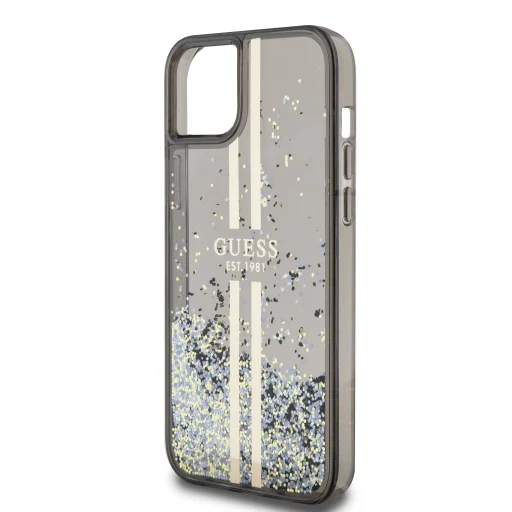 Guess PC/TPU Liquid Glitter Gold Stripe tok iPhone 15 Plus Black - 5