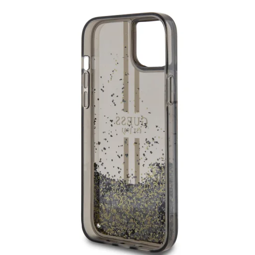 Guess PC/TPU Liquid Glitter Gold Stripe tok iPhone 15 Plus Black - 6