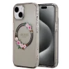 Guess PC/TPU Flowers Ring Glossy Logo MagSafe tok iPhone 15 fekete