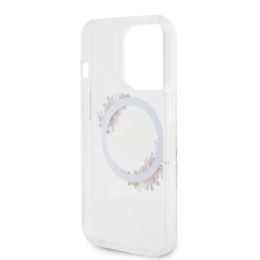 Guess PC/TPU Virágos Gyűrű Fényes Logó MagSafe tok iPhone 15 Pro Átlátszó - 6