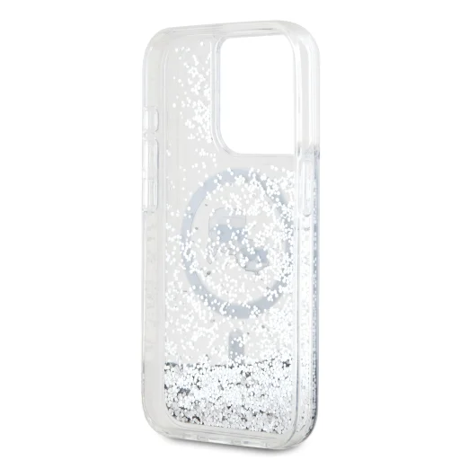  iPhone 15 Pro Max Átlátszó Karl Lagerfeld Folyékony Csillám Karl és Choupette Fejek MagSafe tok - 5