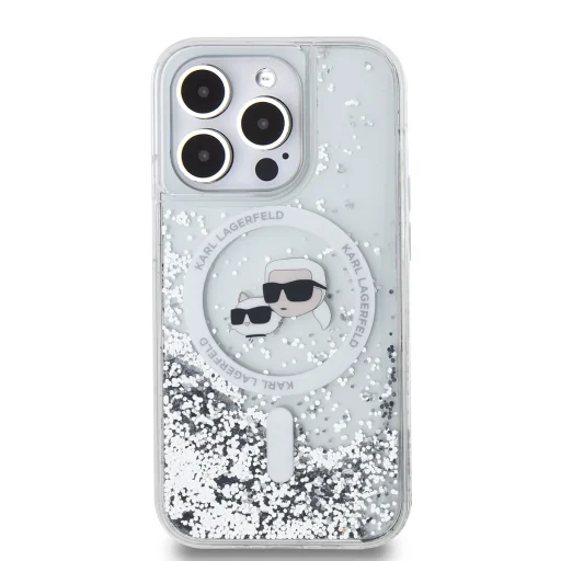 Karl Lagerfeld Liquid Glitter Karl és Choupette Heads MagSafe tok iPhone 13 Pro Max-hoz Átlátszó - 2