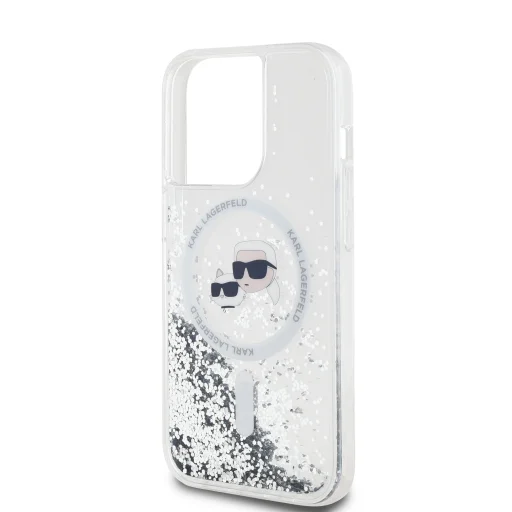 Karl Lagerfeld Liquid Glitter Karl és Choupette Heads MagSafe tok iPhone 13 Pro Max-hoz Átlátszó - 4