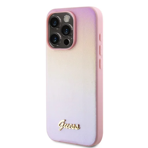 Guess PU bőrtok Iridescent Metal Script iPhone 15 Pro Max Pink tok - 2
