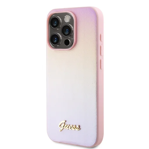 Guess PU bőr Iridescent Metal Script tok iPhone 15 Pro Pink - 2
