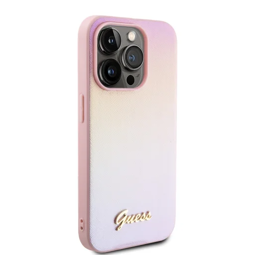 Guess PU bőr Iridescent Metal Script tok iPhone 15 Pro Pink - 4