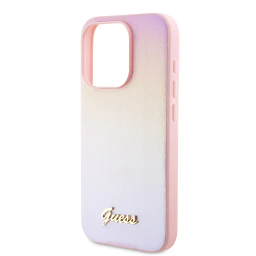 Guess PU bőr Iridescent Metal Script tok iPhone 15 Pro Pink - 5