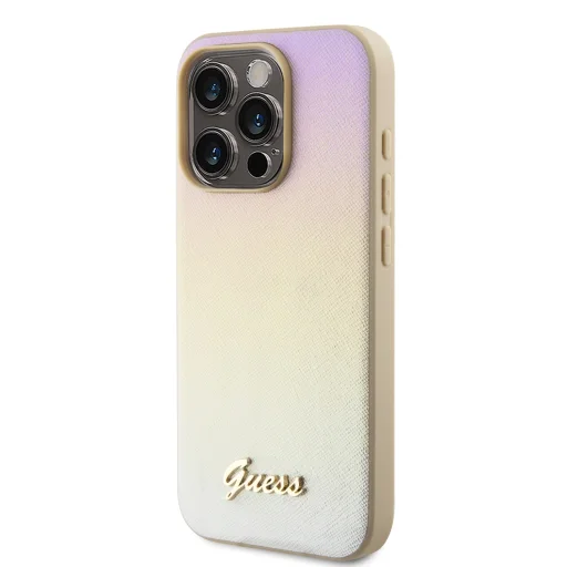 Guess PU Bőr Iridescent Metal Script tok iPhone 15 Pro Gold - 2