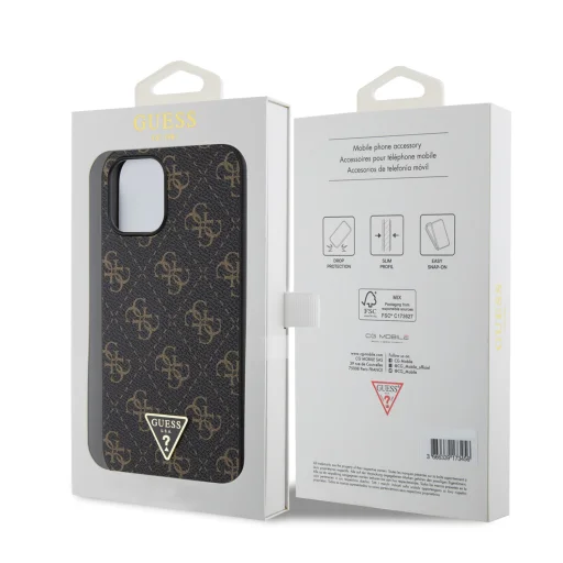 Guess PU Leather 4G Triangle Metal Logo tok iPhone 12 Pro Max fekete - 6