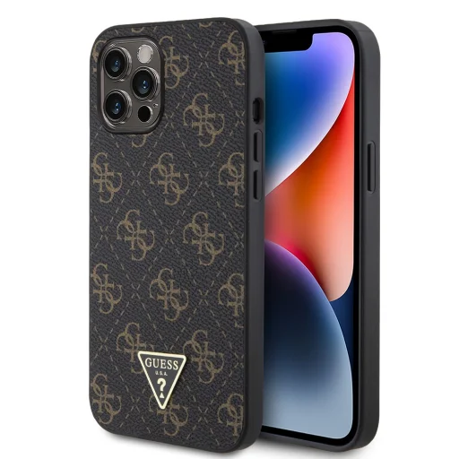 Guess PU Leather 4G Triangle Metal Logo tok iPhone 12 Pro Max fekete - 1
