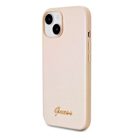 Guess PU Bőr Iridescent Metal Script Tok iPhone 15-höz Arany - 2