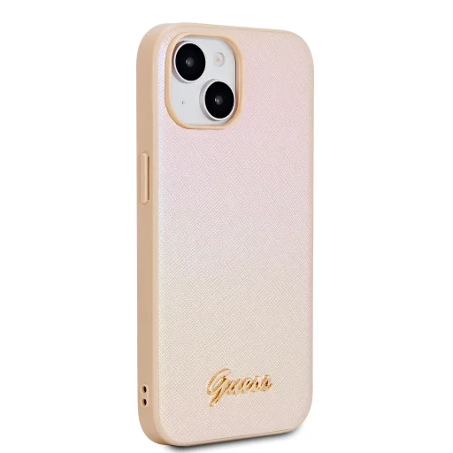 Guess PU Bőr Iridescent Metal Script Tok iPhone 15-höz Arany - 4