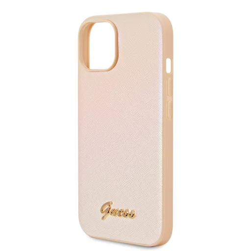 Guess PU Bőr Iridescent Metal Script Tok iPhone 15-höz Arany - 5