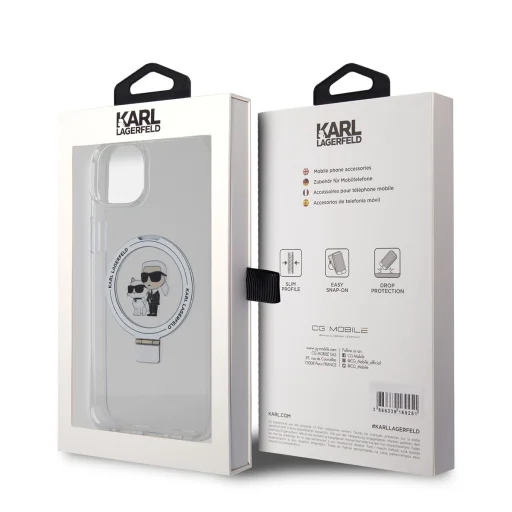  iPhone 15 Plus fehér Karl Lagerfeld Ringstand Karl és Choupette MagSafe tok - 7