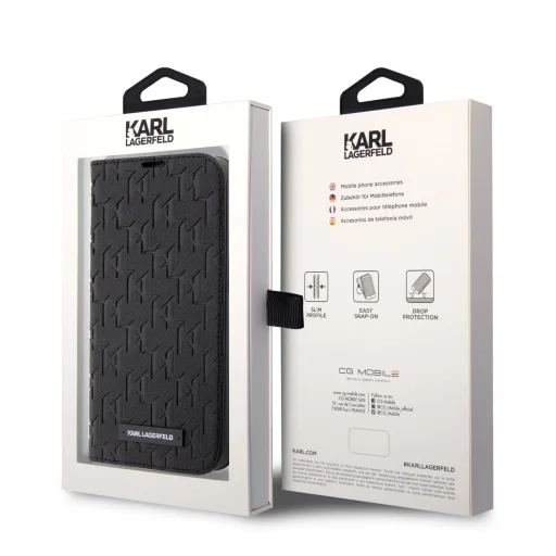 Karl Lagerfeld PU Saffiano Monogram fliptok iPhone 13 Pro Max-hoz Fekete - 7