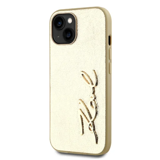  iPhone 15 arany Karl Lagerfeld Wrinkled PU Signature Logo tok - 3