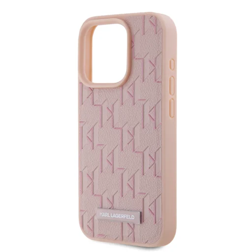  iPhone 15 Pro Max Pink Karl Lagerfeld PU Leather Monogram Metal Logo MagSafe tok - 4