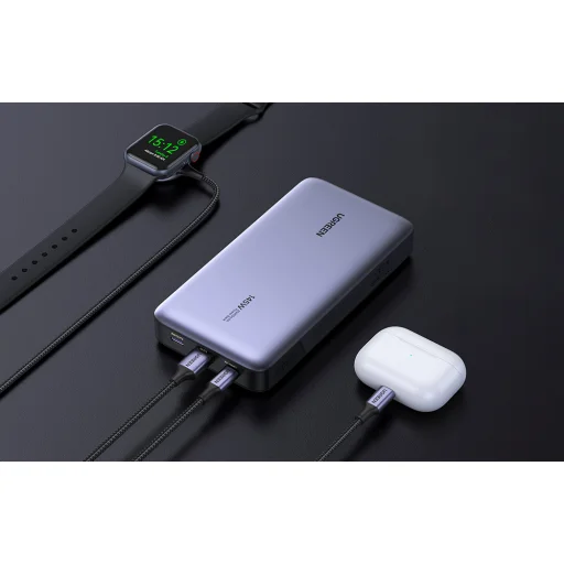 Powerbank 25000mAh Ugreen PB205, USB + 2x USB-C, 145W PD (szürke) - 4