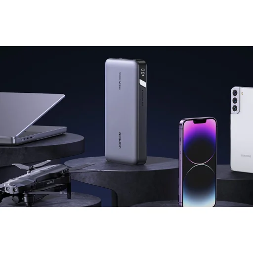 Powerbank 25000mAh Ugreen PB205, USB + 2x USB-C, 145W PD (szürke) - 7