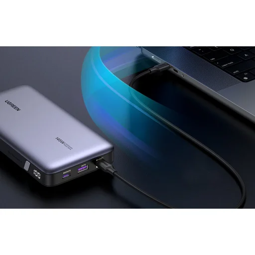 Powerbank 25000mAh Ugreen PB205, USB + 2x USB-C, 145W PD (szürke) - 8