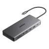 USB-C Hub Ugreen CM681 4x USB, 2x HDMI, DisplayPort, RJ45, SD/TF, AUX, PD 100W (szürke) thumbnail