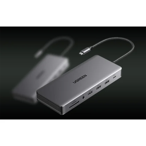 USB-C Hub Ugreen CM681 4x USB, 2x HDMI, DisplayPort, RJ45, SD/TF, AUX, PD 100W (szürke) - 2