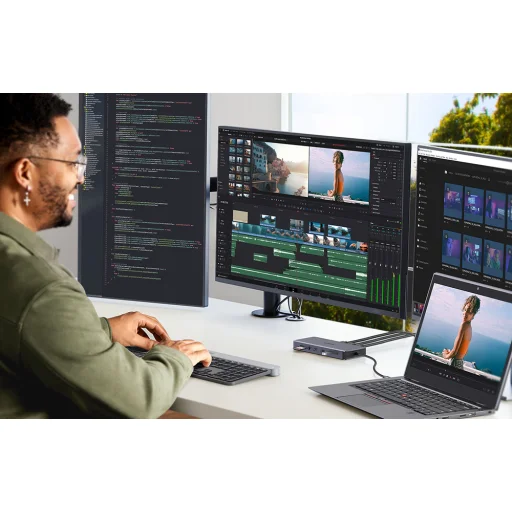 USB-C Hub Ugreen CM681 4x USB, 2x HDMI, DisplayPort, RJ45, SD/TF, AUX, PD 100W (szürke) - 4