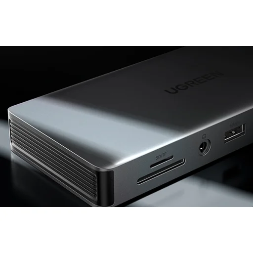 USB-C Hub Ugreen CM681 4x USB, 2x HDMI, DisplayPort, RJ45, SD/TF, AUX, PD 100W (szürke) - 6