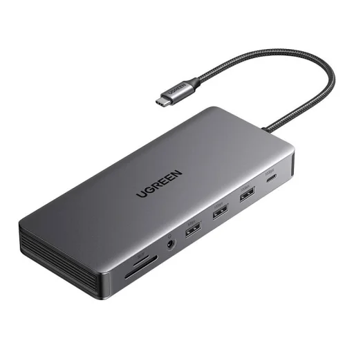 USB-C Hub Ugreen CM681 4x USB, 2x HDMI, DisplayPort, RJ45, SD/TF, AUX, PD 100W (szürke) - 1