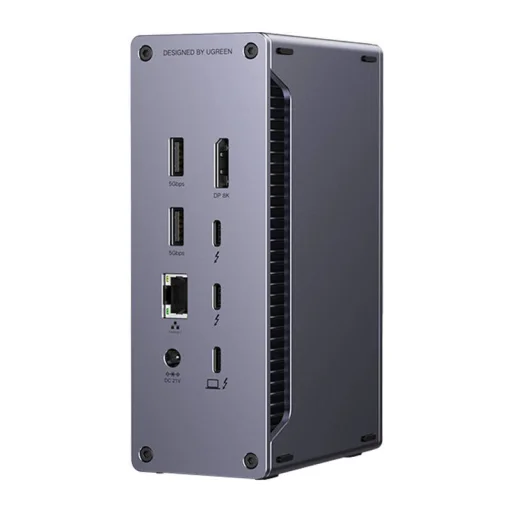 Ugreen U710 dokkoló állomás 2x Thunderbolt 4, DisplayPort 8K 30Hz, 4x USB, USB-C, RJ45, SD/TF, AUX, PD 90W (szürke) - 2