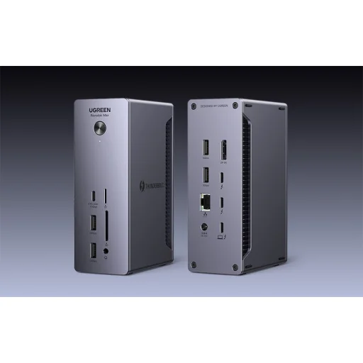 Ugreen U710 dokkoló állomás 2x Thunderbolt 4, DisplayPort 8K 30Hz, 4x USB, USB-C, RJ45, SD/TF, AUX, PD 90W (szürke) - 3