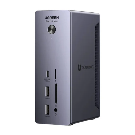 Ugreen U710 dokkoló állomás 2x Thunderbolt 4, DisplayPort 8K 30Hz, 4x USB, USB-C, RJ45, SD/TF, AUX, PD 90W (szürke) - 1