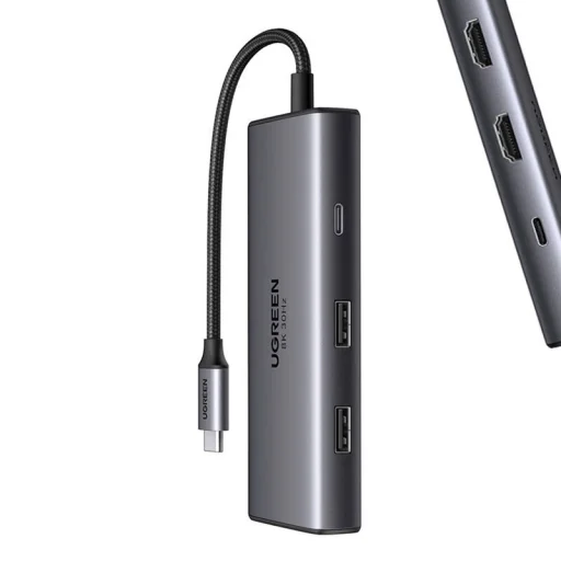 UGREEN CM498 6 az 1-ben adapter USB-C - 2x USB-A 3.0, USB-C 3.0, 2xHDMI, PD - 1