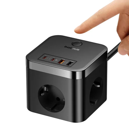 Baseus PowerCombo hálózati töltő 3AC+2U+2C, 30W, 1,5m (fekete) - 4